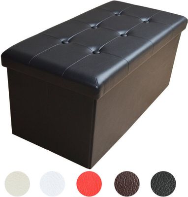 Style home Sitzbank Sitzhocker mit Stauraum, Faltbare Sitztruhe Fußbank Aufbewahrungsbox Polsterbank, belastbar bis 300kg, Kunstleder, 76 * 38 * 38 cm (Schwarz)