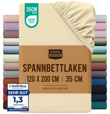 Imagen del producto de Utopia Bedding - Sábana bajera ajustable, 90x200 cm - Beige