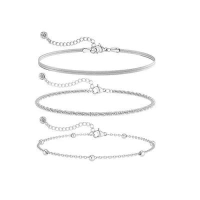 Produktbild von Armband Set Damen silberfarben 3-teilig – zarter Modeschmuck für Alltag & Geschenk, J0647T1