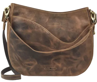 Produktbild von Greenburry Schultertasche Leder 39x34cm Umhängetasche Damen antikbraun