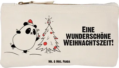 Produktbild von Mr. & Mrs. Panda Make-Up Tasche Panda Weihnachtszeit Größe S Klein - Weiß - Geschenk, Etui, pencil case, toiletry bag, kosmetiktäschchen, Kulturbeutel, Federtasche