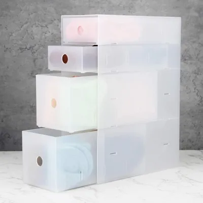 Imagen del producto de Organizador de cajones con 4 cajones transparentes de plástico, apilable, de 24 x 10,8 x 32 cm