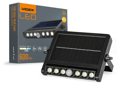 Immagine prodotto di Lampada solare VIDEX LED con sensore crepuscolare e rilevatore di movimento, proiettore, 2 Ah, 600 lm