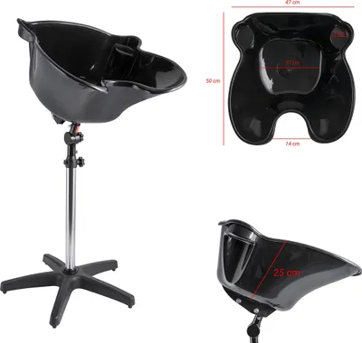 Produktbild von Ponik's - Mobiles Waschbecken, Ideal für Friseursalon, zum Haarewaschen, aus Kunststoff, Friseurwaschbecken, Schwarz