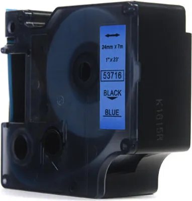 Produktbild von JetWorld Dymo D1 Ersatzband Schwarz auf Blau, 24 mm x 7 m (53716)