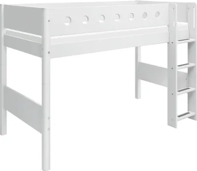 Produktbild von Flexa White Mittelhochbett mit gerader Leiter Weiß
