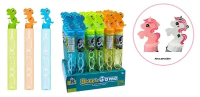 Zdjęcie produktu dla Johntoy Płyn do baniek mydlanych „Jednorożec i dinozaur” 118 ml – ekspozytor na 24 sztuki