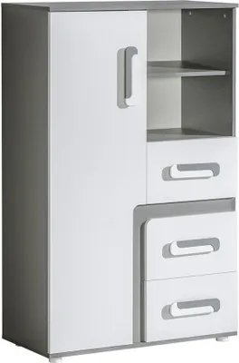 Produktbild von Jugendzimmer - Kommode Oskar 06, Farbe: Anthrazit / Weiß - 136 x 85 x 40 cm (H x B x T)