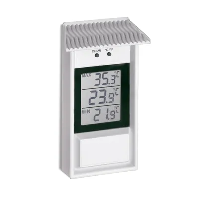 Image de Thermomètre numérique en plastique avec affichage Min/Max - blanc - 150 x 80 mm