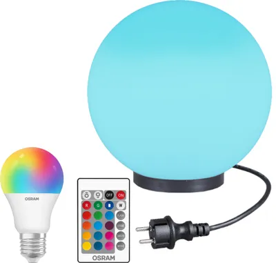 Image de Lampe boule Lampe boule RGB Lampe extérieure Ø 20cm Lampe de jardin LED + télécommande