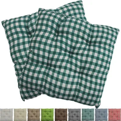 Produktbild von Stuhlkissen Genua 38x38 cm 2er Pack Sitzkissen mit Steppung, Farbe:Karo-Grün