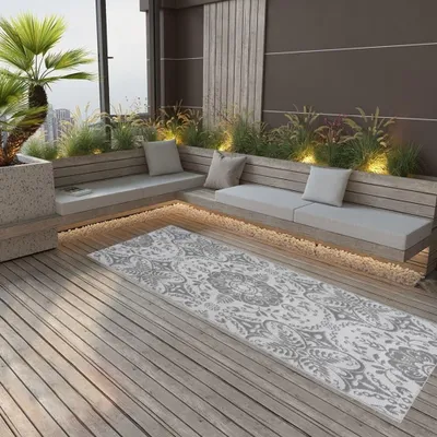 Produktbild von Graues Outdoor-Teppich, 80 x 250 cm, für die Terrasse