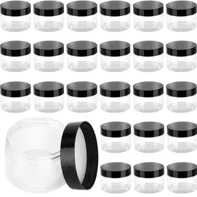 Vorratsdosen-Set, 46 Stück, 120 ml, Kunststoff, transparent mit schwarzem Deckel