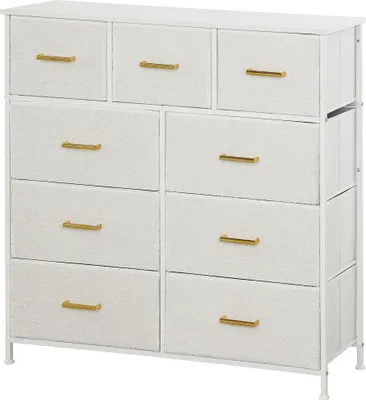 Produktbild von Stoffkommode, 9 Schubladen, Stahlrahmen, elegant, vielseitig, Weiß