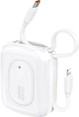 Immagine prodotto di Powerbank 10000 mAh con 22,5 W, cavo USB-C/Lightning integrato, display LED Dudao