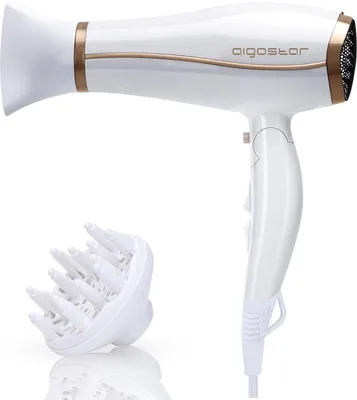 Produktbild von Haartrockner Ionen 2200W,Föhn,Fön,Ionen-Haartrockner Negative Händetrockner mit Diffusor und Zubehör, weiß