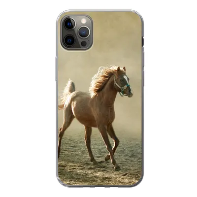 Produktbild von MuchoWow® Handyhülle Schutzhülle Hülle für iPhone 13 Pro Max Pferd - Sand - Nebel Silikon Softcase Handy Hülle - Mobiltelefon