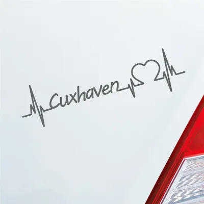 Produktbild von Auto Aufkleber Cuxhaven Herz Puls Stadt City Liebe Love Herzschlag Heimat 19x5 cm Grau Sticker Heckscheibenaufkleber