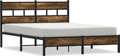 Zdjęcie produktu dla vidaXL Rama łóżka bez materaca z wezgłowiem z wędzonego dębu 160x200 cm