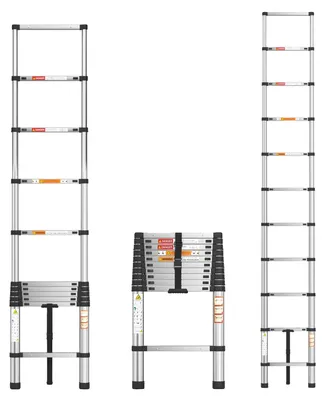 Productafbeelding van Telescopische ladder, roestvrij staal, compact klapontwerp, 3,2 meter