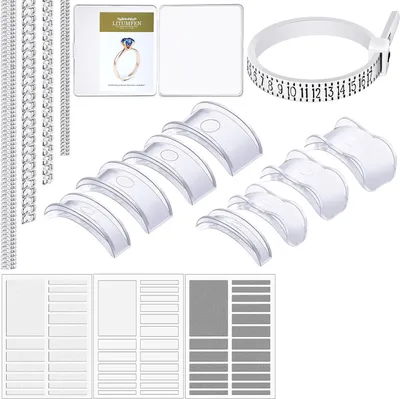 Produktbild von 17-teiliges Ringgrößenversteller-Set für lose Ringe, unsichtbarer Ringgrößenreduzierer, Abstandshalter, Ringgrößenvergrößerer, Plug-in-Silikonspiralen, Spanner-Set mit Poliertuch
