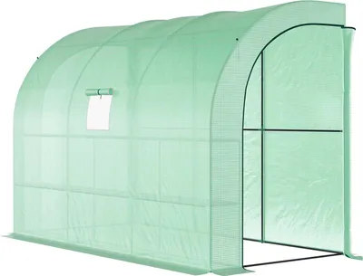 Zdjęcie produktu dla Szklarnia z półkami, oknami, szklarnia foliowa odporna na zimę ze stali, szklarnia naścienna na balkon, ogród, domek na pomidory 300 x 150 x 213 cm szklarnia na pomidory na warzywa, kwiaty, rośliny, zieleń