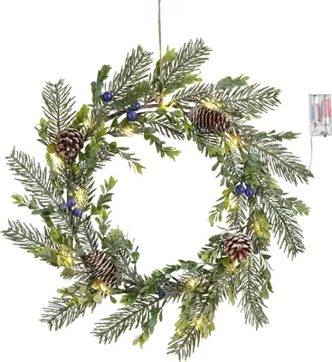 Produktbild von House of Seasons Weihnachtskranz mit LED-Lichtern - Ø42 cm - Grün
