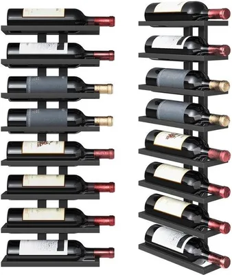 Produktbild von Wandweinregal Metall, Flaschenhalter für 8 Flaschen - Schwarz