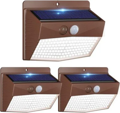Zdjęcie produktu dla Peasur, zewnętrzna lampa solarna, 138 diod LED, lampa solarna z czujnikiem ruchu, wodoodporna, 3 tryby, oświetlenie zewnętrzne