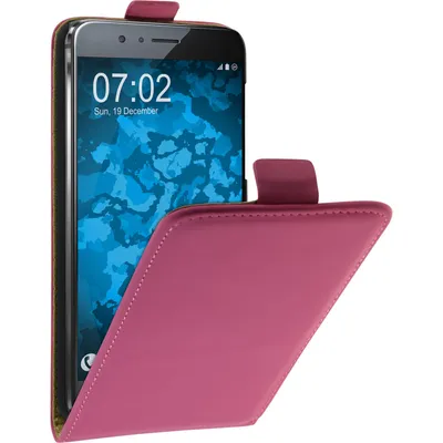 Produktbild von PhoneNatic Kunst-Lederhülle kompatibel mit Huawei Honor 8 - Flip-Case pink + 2 Schutzfolien