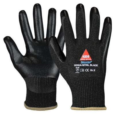 Produktbild von Hase Genua Nitril Black Schnittschutzaus Sinomac Hybridgarn Größe 8 10 Stk