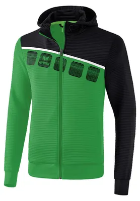 Produktbild von erima 5-C Trainingsjacke mit Kapuze 34 smaragd/schwarz/weiß