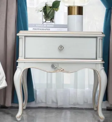 Produktbild von Stilvoller Weißer Nachttisch Designer Schlafzimmer Holz Konsolen