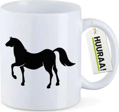 Produktbild von Huuraa Kaffeetasse Pferd Silhouette 330ml Weiß Keramik Kaffeebecher Geschenkidee