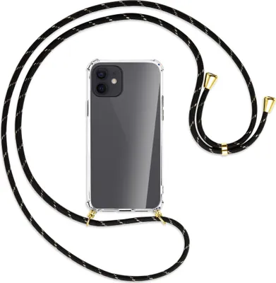 A clear, studio shot of a phone case with a lanyard attached, against a white background.