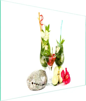 Produktbild von Glasschneidebrett Servierplatte Obstdesign 52x30 cm hitzebeständig hygienisch