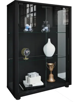 Immagine prodotto di Vetrina in piedi | Vetro con vetro di sicurezza ESG | Dimensioni ca. H. 80 x W. 60 x D. 25 cm | Vetro espositore per stand | Moderno e salvaspazio | Espositore in vetro – Sintalo