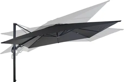 Immagine prodotto di Ombrellone semaforo gastronomico HWC-A96, 3x4m (Ø5m) orientabile, poliestere/alluminio 26kg ~ antracite con supporto, girevole