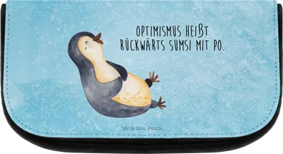 Produktbild von Mr. & Mrs. Panda kosmetiktäschchen Pinguin Lachen - Eisblau - Geschenk, kulturtäschchen, Haha, Schminktasche, Lustiger Spruch, Make-up Täschchen, kosmetiktasche klein