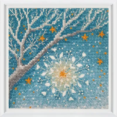 Image de RTO Kit de broderie au point de croix "Flocon de neige magique", motif à compter, 12x12cm