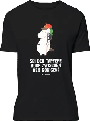 Produktbild von Mr. & Mrs. Panda Tshirt Einhorn Junge - Schwarz - Geschenk, Oversize T-Shirt, Unicorn, Einhörner, Shirt, Mittelalter, in Übergröße, Bube, Lustiges