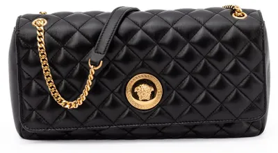 Image de Versace sac matelassé noir, chaîne dorée, cuir d’agneau