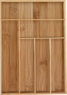 Produktbild von Relaxdays Besteckkasten, 6 Fächer, Bambus, Schubladenkasten für Besteck & Küchenutensilien, HBT: 5 x 30,5 x 43 cm, natur