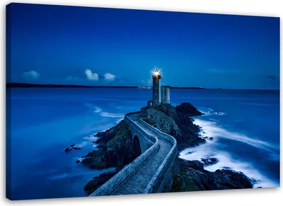 Produktbild von Leinwandbild leuchtturm landschaft landschaft 120x80 cm Feeby blau wandbild bereit zum aufhängen