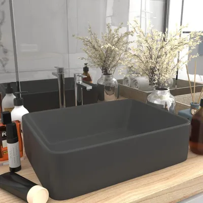 Zdjęcie produktu dla vidaXL Luksusowa umywalka matowa ciemnoszara 41x30x12 cm ceramiczna