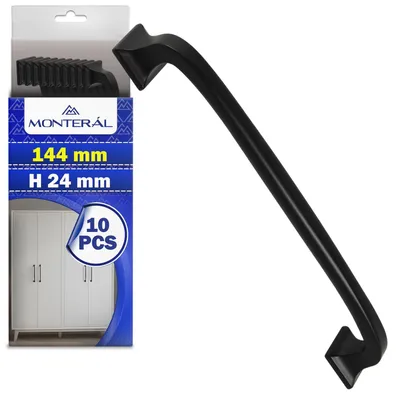 Küchengriffe 10 Stück, 144 mm, Lochabstand 128 mm, Matt Schwarz