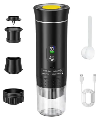 Produktbild von Tragbare Kaffeemaschine - Espressomaschine - 80 ml - 20 Bar - Selbsterhitzend - Wiederaufladbar - LED-Anzeige - Schwarz 2