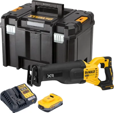 Productafbeelding van DeWalt DCS 386 H1T accu-reciprozaag 18 V borstelloos + 1x Powerstack accu 5.0 Ah + lader + TSTAK