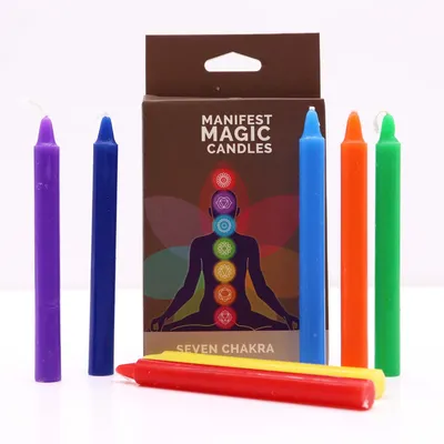 Image de Bougies d'intention 7 chakras CHAKRAS colorées 7 pièces bougies rituelles magiques