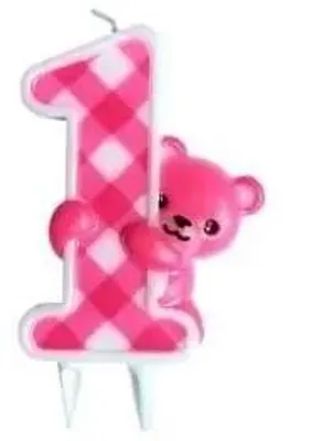 Produktbild von Geburtstagskerze 1 – Rosa Teddybär – GoParty